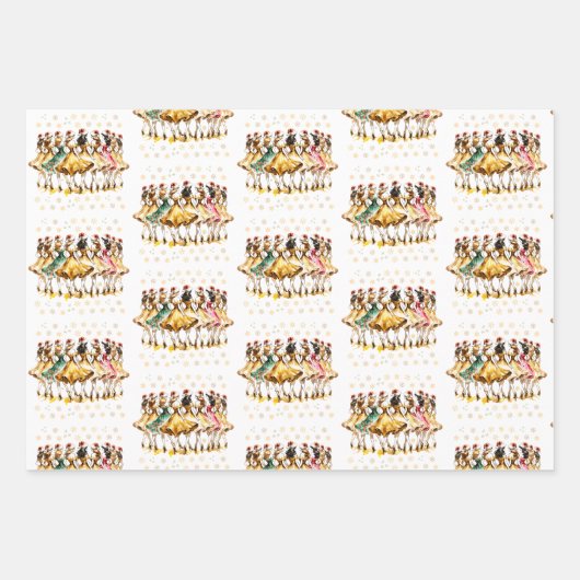 Twelve Days of Christmas Festive Gold Inpakpapier Vel (Voorkant 3)