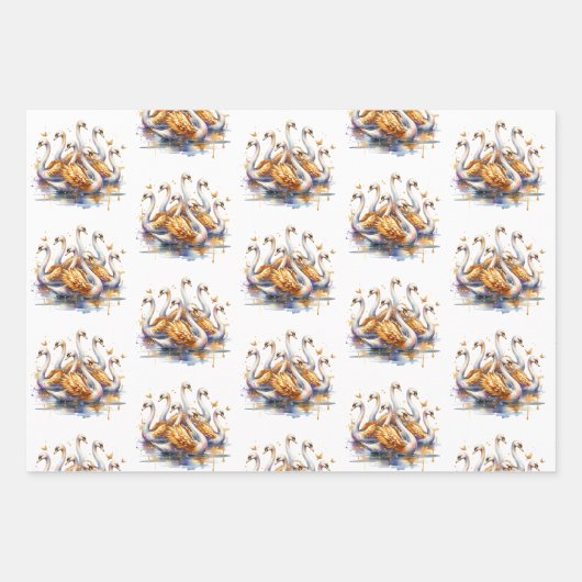 Twelve Days of Christmas Festive Gold Inpakpapier Vel (Voorkant)