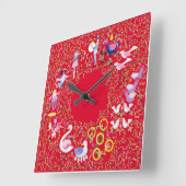 Twelve days of Christmas, style2 Vierkante Klok (Hoek)