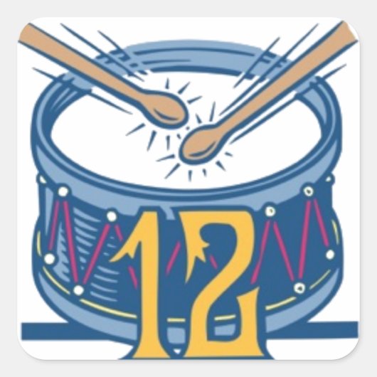 Twelve Drummers Drumming Vierkante Sticker (Voorkant)