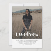 Twelve Heart Photo Birthday Invitation Kaart (Voorkant)
