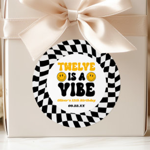 Twelve Is A Vibe Retro 12e Verjaardagsfeestje Ronde Sticker