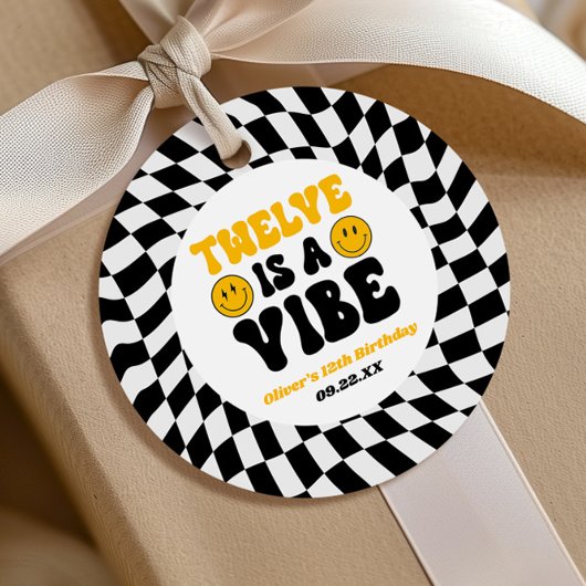 Twelve Is A Vibe Retro 12th Birthday Party Bedankjes Labels