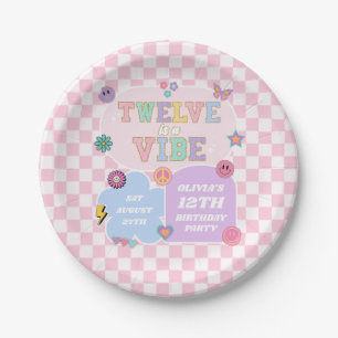 Twelve is een vibe preppy patch 12e verjaardagsfee papieren bordje