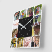 Twelve personal Photos Wall Clock Vierkante Klok (Hoek)