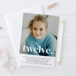 Twelve Photo Birthday Invitation Kaart