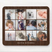 Twelve Photo Collage | Rustige houtlook Muismat (Voorkant)