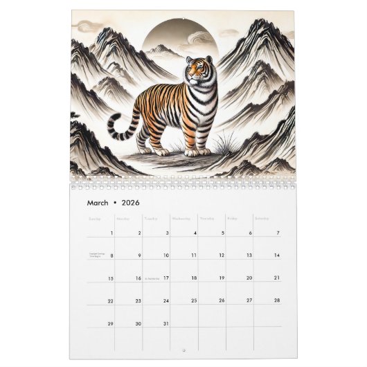 Twelve Spirits – Chinese Zodiac Ink Calendar 2026 Kalender (Mar 2026)