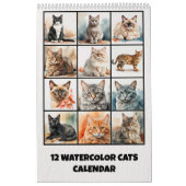 Twelve Watercolor Cats Calendar Kalender (Hoes)