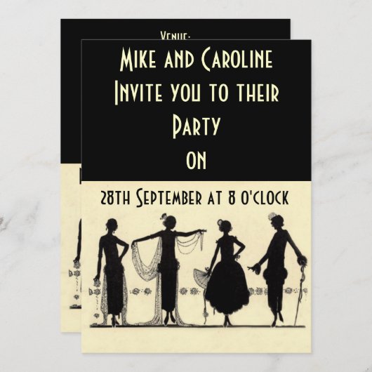 Twenties Flapper Party uitnodiging (Voorkant / Achterkant)