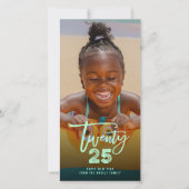 Twenty 25 Neon Brush Script 2025 Nieuwjaarsfoto Feestdagenkaart (Voorkant)