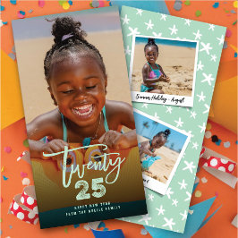 Twenty 25 Neon Brush Script 2025 Nieuwjaarsfoto Feestdagenkaart