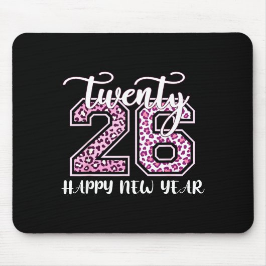Twenty 26 2026 Happy New Year Leopard Pattern Wome Muismat (Voorkant)