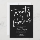 Twenty & Fabulous Minimal 20th Birthday Party Kaart (Voorkant)