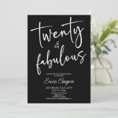 Twenty & Fabulous Minimal 20th Birthday Party Kaart (Staand voorkant)