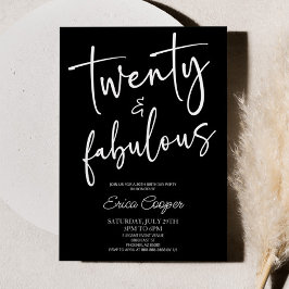 Twenty & Fabulous Minimal 20th Birthday Party Kaart