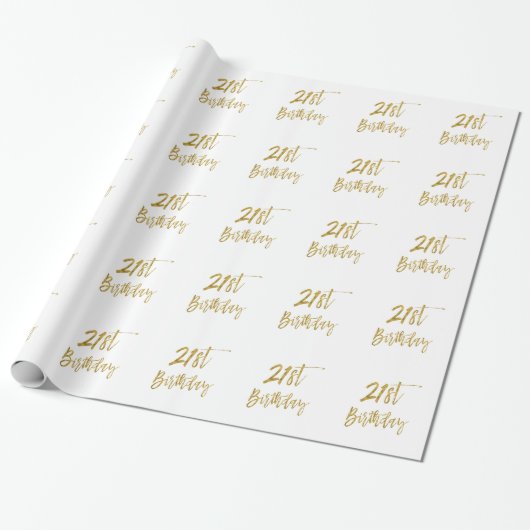 Twenty First Birthday-inpakpapier Cadeaupapier (Uitgerold)