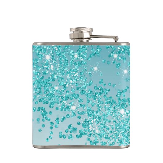 Twenty First & Blauwgroen Blue Glitter & Drink Quo Heupfles (Achterkant)