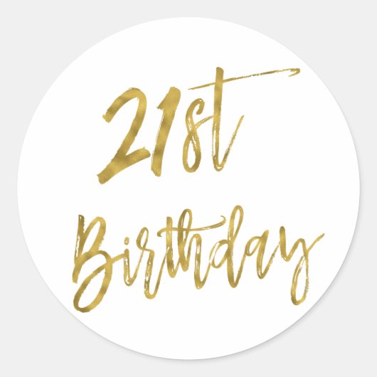Twenty First Gold Foil Verjaardag Sticker (Voorkant)