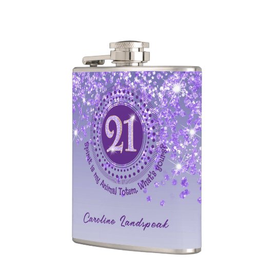 Twenty First & Paarse Glitter & Drink Quote Heupfles (Links)