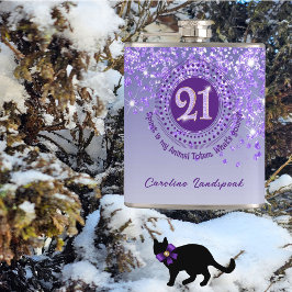 Twenty First & Paarse Glitter & Drink Quote Heupfles