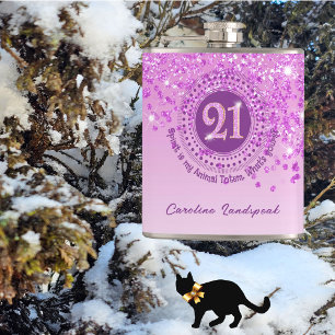 Twenty First & Pink Glitter & Drink quote Heupfles