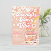 Twenty Five is een vibe felroze 25e verjaardag Kaart (Staand voorkant)