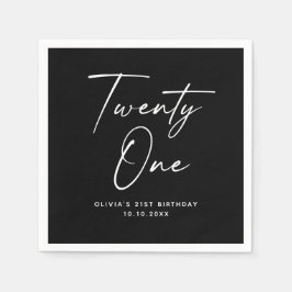 Twenty One 21st Birthday | Elegant Black Modern Servet