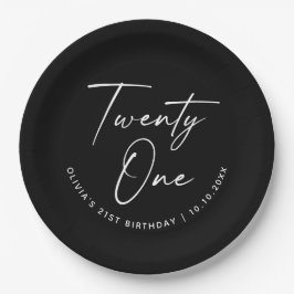 Twenty One Birthday | Black Minimalist 21st Party Papieren Bordje