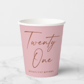 Twenty One Birthday. Dusty Rose Pink Minimal Party Papieren Bekers (Voorkant)
