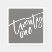 TWENTY-ONE modern script wit bewerkbare kleur 21st Servet (Voorkant)