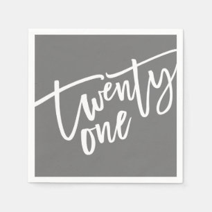 TWENTY-ONE modern script wit bewerkbare kleur 21st Servet