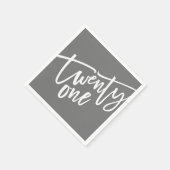 TWENTY-ONE modern script wit bewerkbare kleur 21st Servet (Hoek)