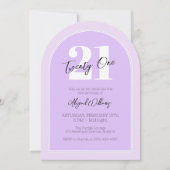 Twenty One Paarse Arch Elegant 21ste Verjaardagsfe Kaart (Voorkant)
