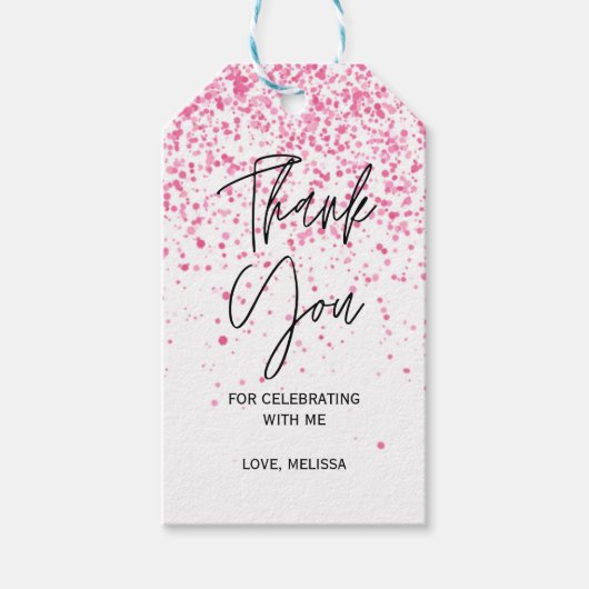 Twenty One Sparkling Hot Pink Glitter Dank u Cadeaulabel (Voorkant)