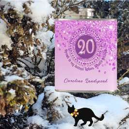 Twenty & Pink Glitter & Drink Quote Heupfles