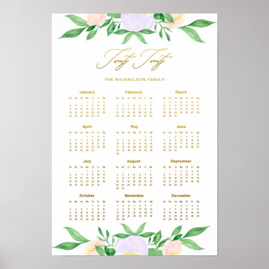 Twenty Twenty Bloemstuk en Naam Nep Gouden Kalende Poster (Voorkant)