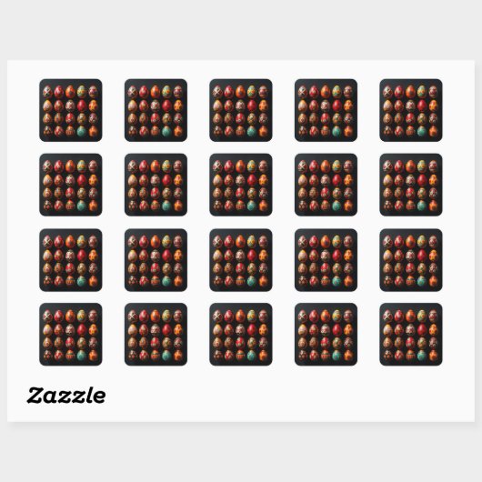 Twenty Warm Tone Easter Eggs Vierkante Sticker (Vel)
