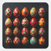 Twenty Warm Tone Easter Eggs Vierkante Sticker (Voorkant)