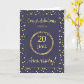 Twenty Years Business Anniversary Navy & Gold-Look Kaart (Gele Bloem)