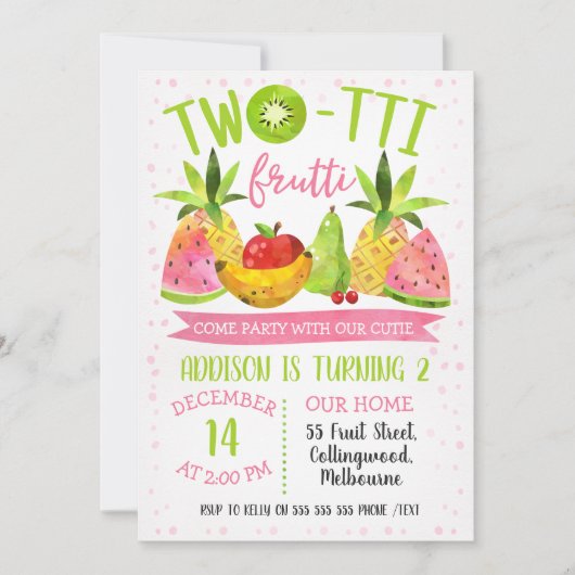 Tweotti frutti verjaardagsfeest kaart (Voorkant)