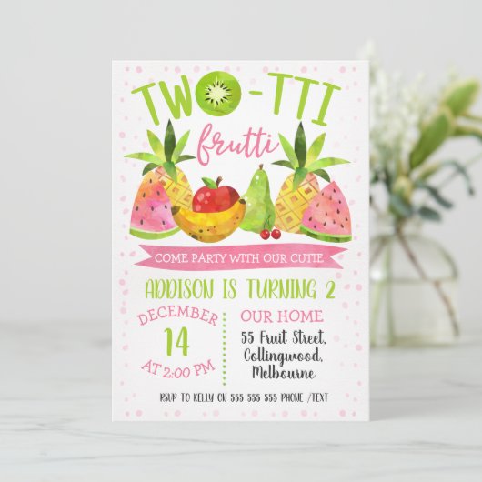 Tweotti frutti verjaardagsfeest kaart (Staand voorkant)