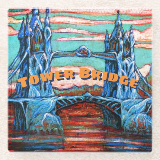 Twergbrug in een fantasiestad glazen onderzetter (Voorkant)