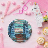 Twergbrug in een fantasiestad papieren bordje (Feest)