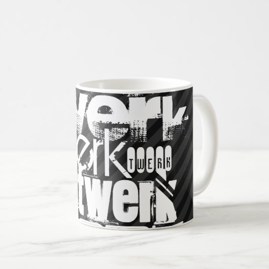 Twerk; Zwarte en donkergrijze strepen Koffiemok (Voorkant rechts)