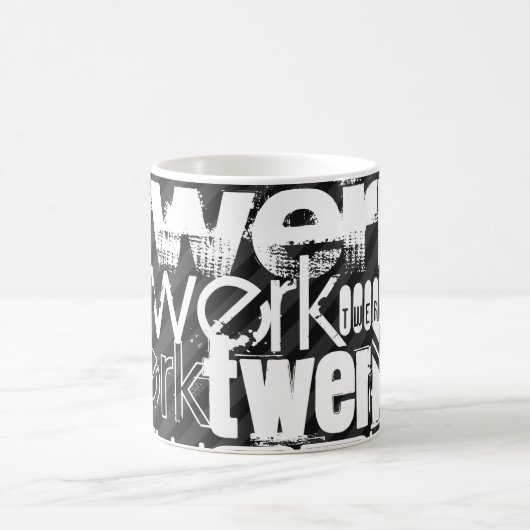 Twerk; Zwarte en donkergrijze strepen Koffiemok (Center)