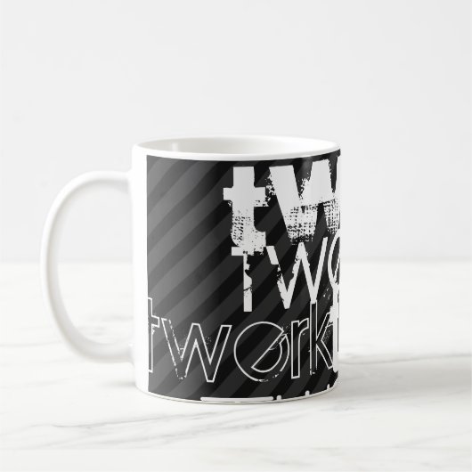 Twerk; Zwarte en donkergrijze strepen Koffiemok (Links)