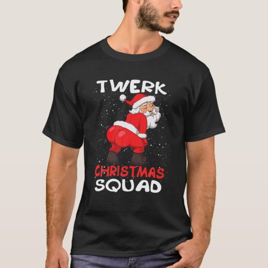 Twerken Kerstman met kerstcadeaus T-shirt (Voorkant)