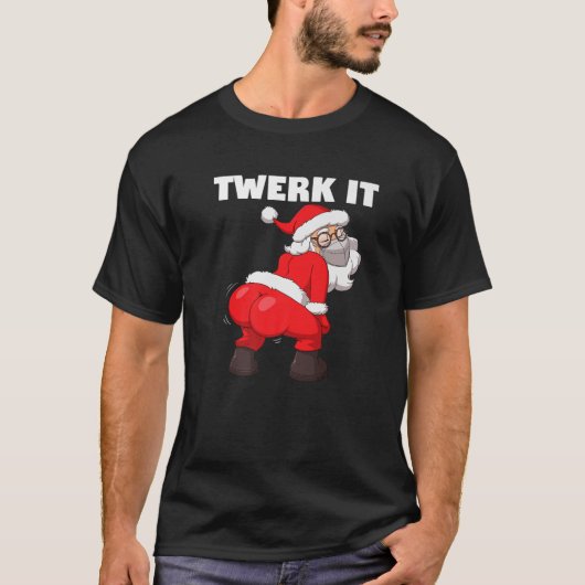 Twerkende kerstman in Face Mask Twerk it Christm T-shirt (Voorkant)