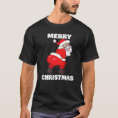 Twerkende kerstman in het gezicht Masker Kerst T-shirt (Voorkant)